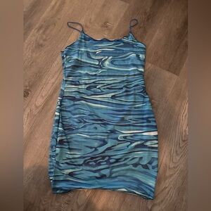 Blue Design Mini Dress